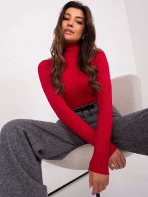 Brīva piegriezuma svītrainas pieguļošs džemperis Fashionhunters sarkans