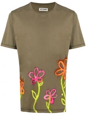 T-krekls ar ziediem ar apaļu kakla izgriezumu Stain Shade zaļš