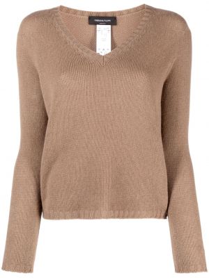 Кашмирен пуловер с v-образно деколте Fabiana Filippi кафяво