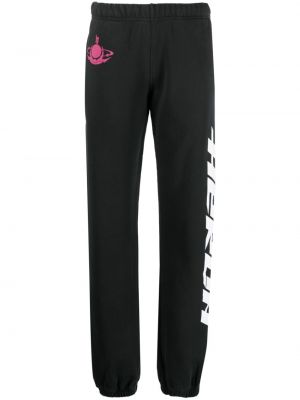 Spodnie sportowe bawełniane z nadrukiem Heron Preston czarne