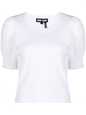 T-shirt en coton à manches bouffantes Dkny blanc