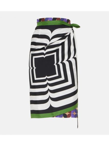 Svilena midi suknja s printom Dries Van Noten