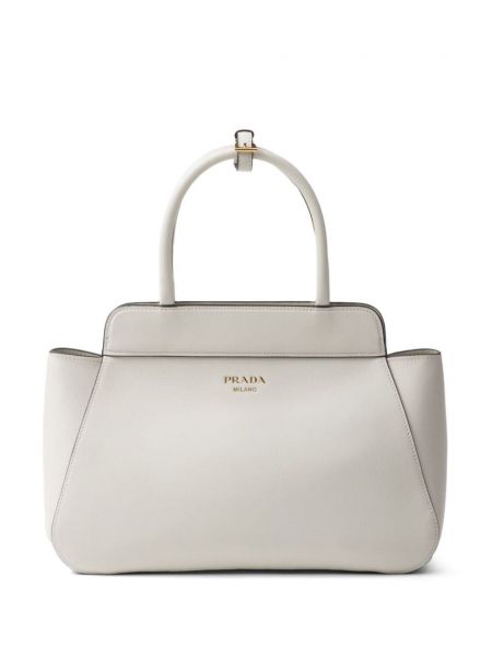 Shopper en cuir Prada blanc