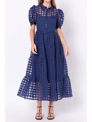 Платье с воротником English Factory синее