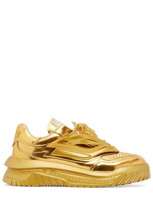 Sneakerși din piele Versace auriu
