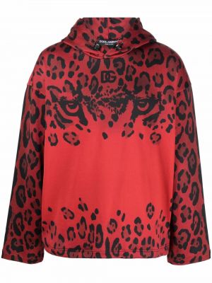 Bombažna jopa s kapuco s potiskom z leopardjim vzorcem Dolce & Gabbana