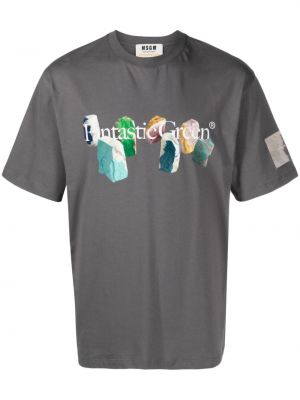 T-shirt aus baumwoll mit print Msgm grau