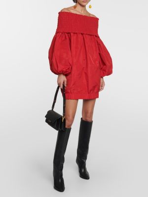 Mini vestido con volantes de crepé Patou rojo