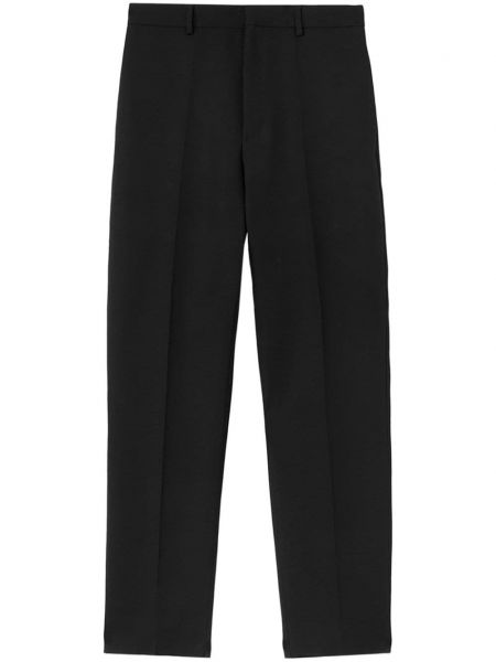 Vlněné kalhoty s lisovaným záhybem Jil Sander černé