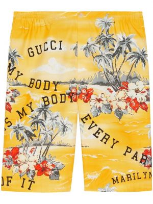 Bermuda kratke hlače s potiskom Gucci rumena