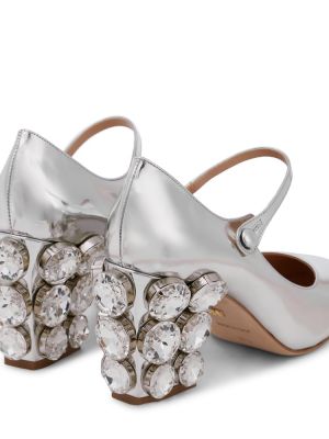 Pantofi cu toc din piele Giambattista Valli argintiu