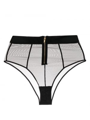 Pantalon culotte taille haute transparent Kiki De Montparnasse noir