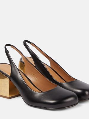 Кожени полуотворени обувки с отворена пета Dries Van Noten черно