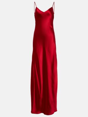 Satynowa sukienka długa Staud czerwona