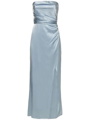 Hedvábné saténové dlouhé šaty Reformation modré