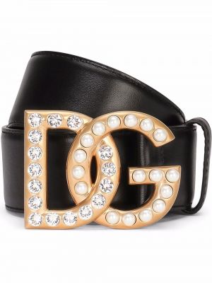 Кожаный колан с катарама Dolce & Gabbana черно