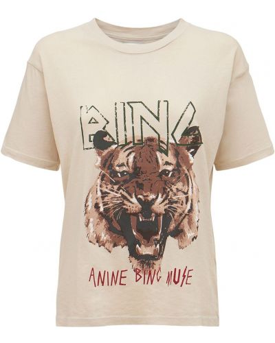 Bavlněné tričko s potiskem jersey Anine Bing šedé