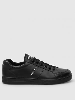 Шкіряні кросівки з логотипом Prada, чорні