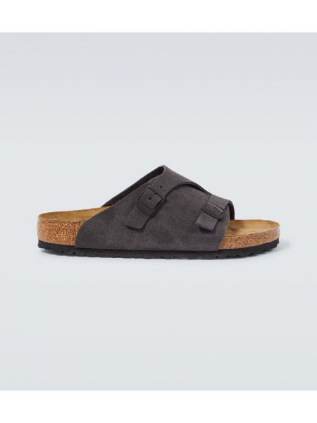 Semsket skinn flate sko Birkenstock grå