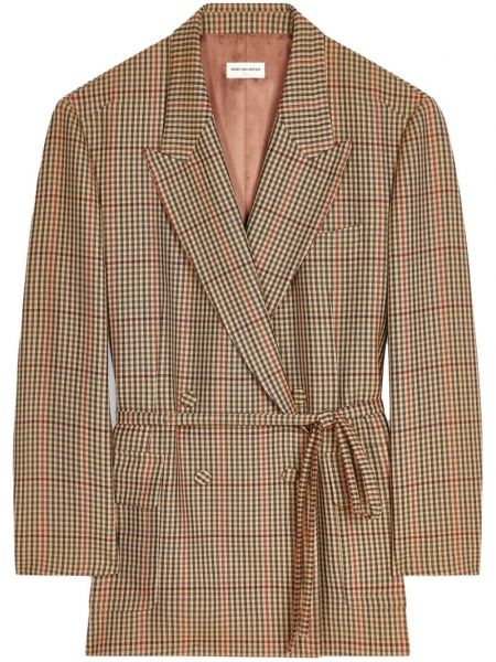 Ternet dobbeltradet blazer Dries Van Noten brun