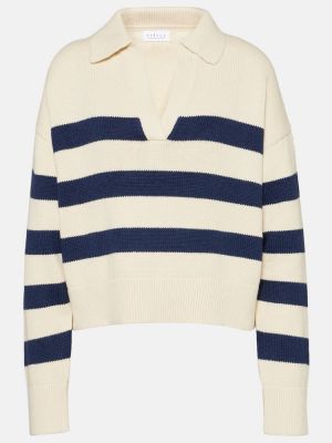 Aksamitny sweter w paski Velvet beżowy