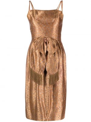 Rochie de mătase din jacard A.n.g.e.l.o. Vintage Cult auriu