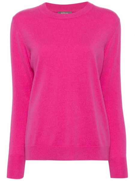 Кашмирен пуловер с кръгло деколте N.peal розово