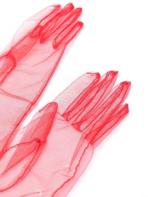 Rękawiczki tiulowe Maison Margiela czerwone