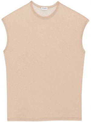 Памучна тениска без ръкави Saint Laurent розово