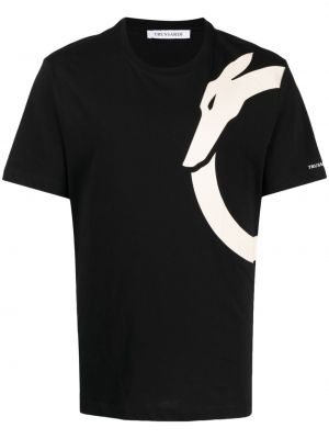 Bavlnené tričko s potlačou Trussardi čierna