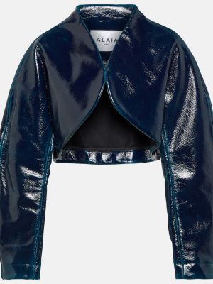 Шерстяная укороченная куртка Alaïa синяя