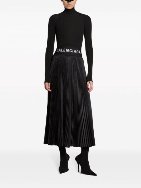 Plisuotas žakardinis midi sijonas Balenciaga juoda