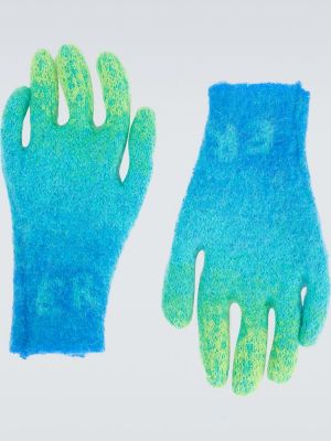 Плетени ръкавици с градиентным принтом от мохер Erl синьо