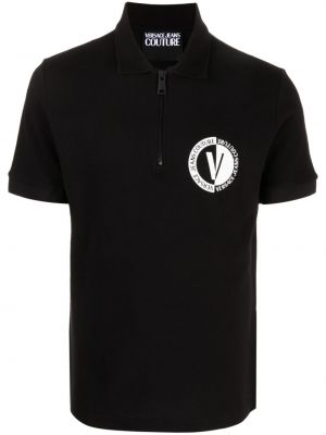 Raštuotas medvilninis polo marškinėliai Versace Jeans Couture juoda