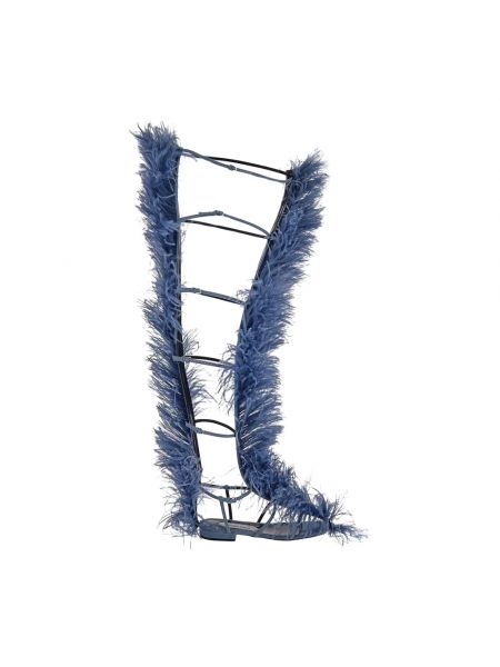 Sandały trekkingowe w piórka bawełniane Sergio Rossi niebieskie