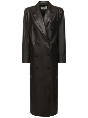 Kožený kabát Magda Butrym černý