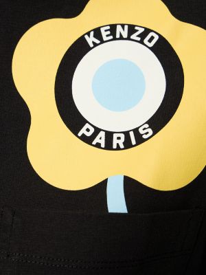 Tigriscsíkos laza szabású pamut póló Kenzo Paris fekete