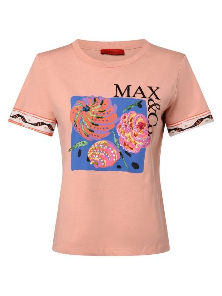Koszulka bawełniana z nadrukiem Max&co. różowa