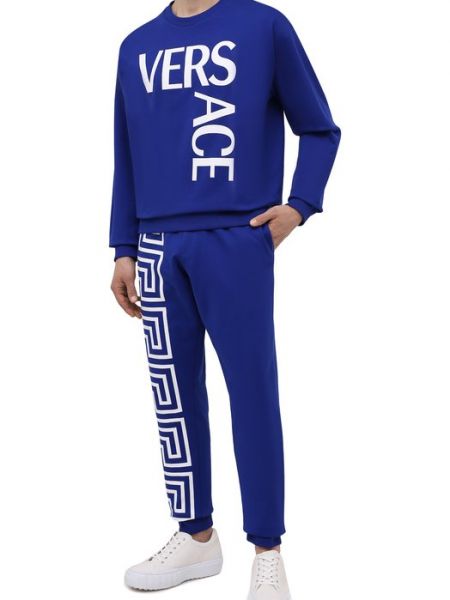 Хлопковый свитшот Versace синий