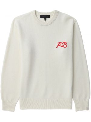 Vlnený sveter s výšivkou Rag & Bone biela