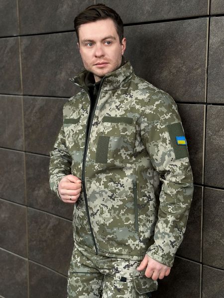 Демисезонная куртка софтшелл Pobedov хаки