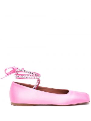 Сатенени полуотворени обувки Amina Muaddi розово