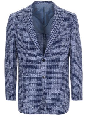 Кашемировый шелковый пиджак Kiton голубой