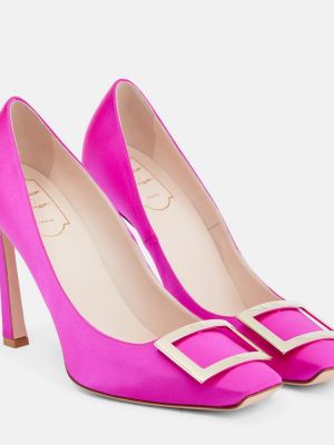 Сатенени полуотворени обувки Roger Vivier розово