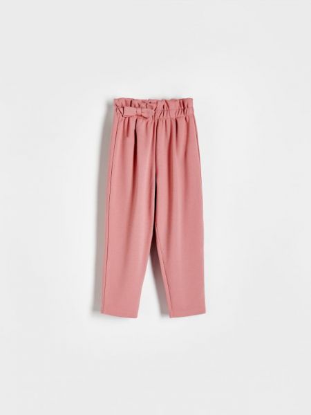Pantaloni cu funde din jerseu Reserved roz