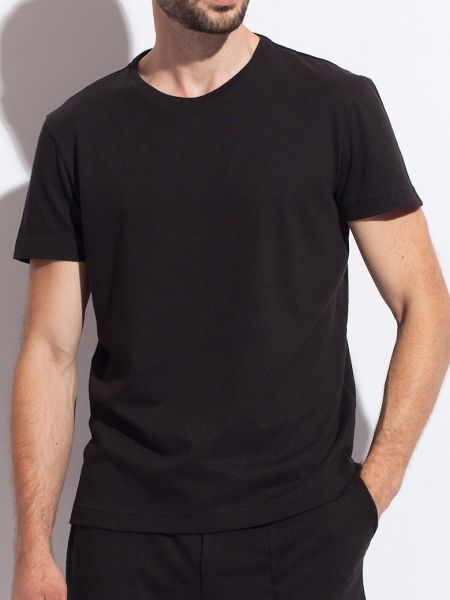Хлопковая льняная футболка Sofiaman черная