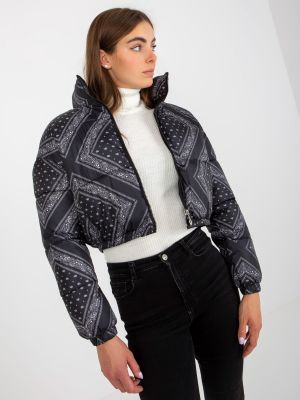 Stepēta dūnu jaka ar kapuci Fashionhunters melns