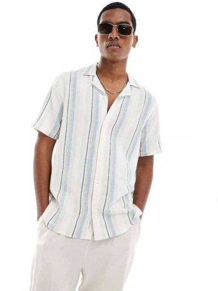 Рубашка в полоску с коротким рукавом Hollister белая