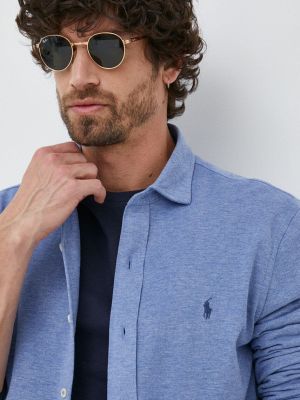 Polo Ralph Lauren pamut ing férfi, olasz galléros, regular - Kék