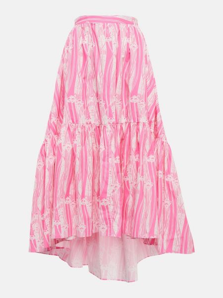 Bavlněné dlouhá sukně s potiskem Patou růžové